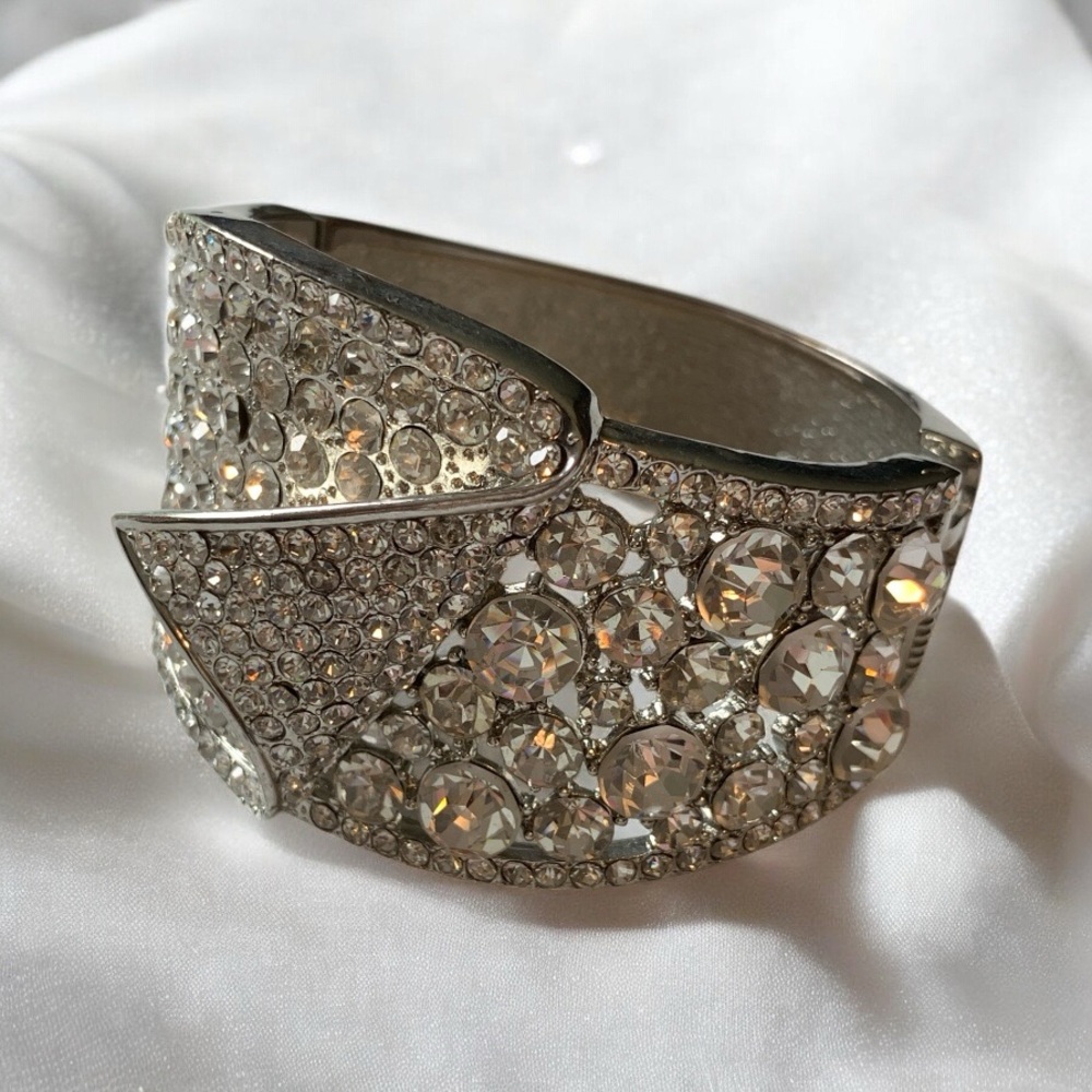 Elegant Silver Crystal Bracelet, Guilded Age Vibe